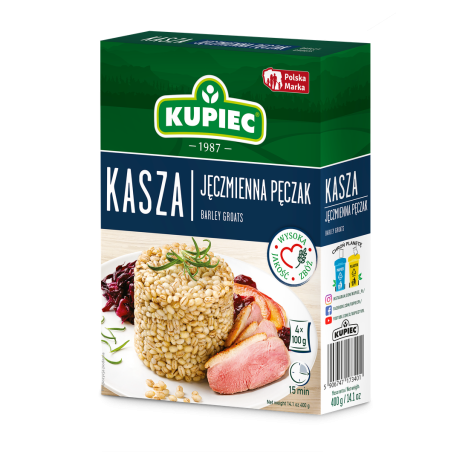 Kupiec Kasza Jęczmienna Pęczak Naturalna Polska Wysoka Jakość 4x100 g